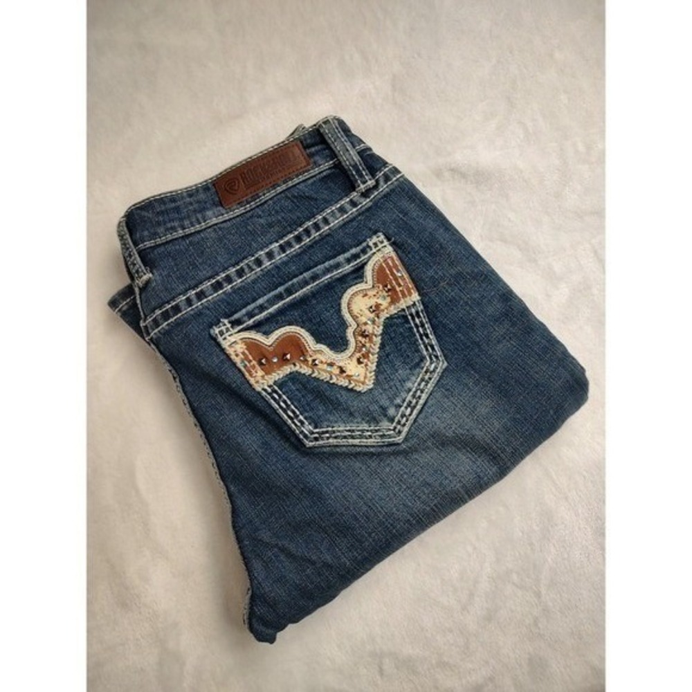 Rock & Roll Denim Women Bootcut Jeans‎ Mid Rise W28 L34 Embellished Pockets